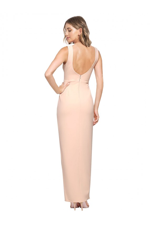 Nude Stretch Crepe Square Neck Long Sleeveless Formal Evening Gown / Prom Dress / Bridesmaid Dress Toowoomba