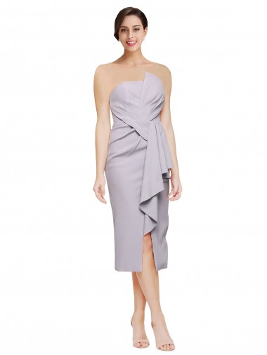Low Back Stretch Crepe Strapless Cocktail Length Sleeveless High Low Evening Gown / Prom Dress / Bridesmaid Dress Toowoomba
