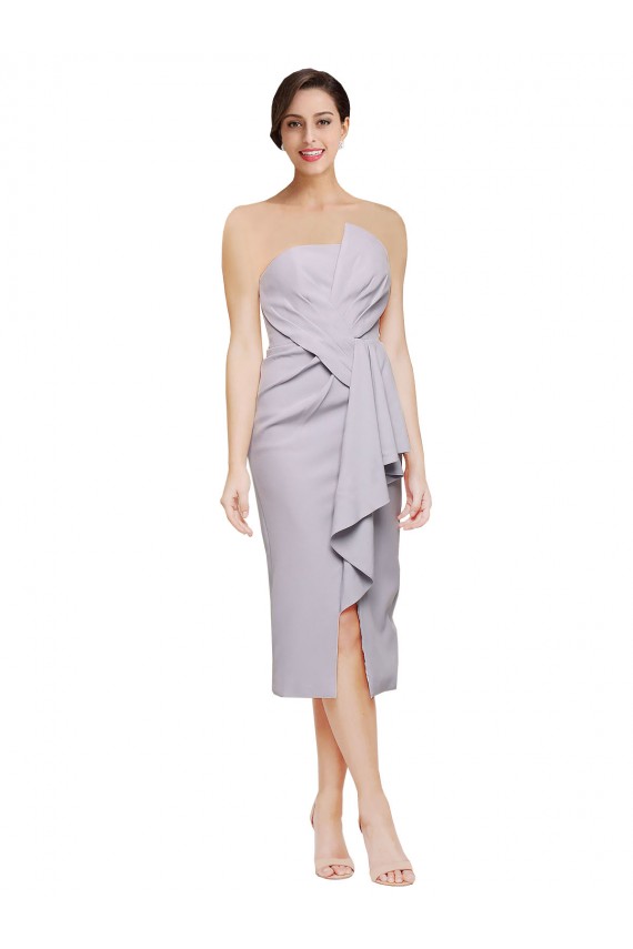 Low Back Stretch Crepe Strapless Cocktail Length Sleeveless High Low Evening Gown / Prom Dress / Bridesmaid Dress Toowoomba