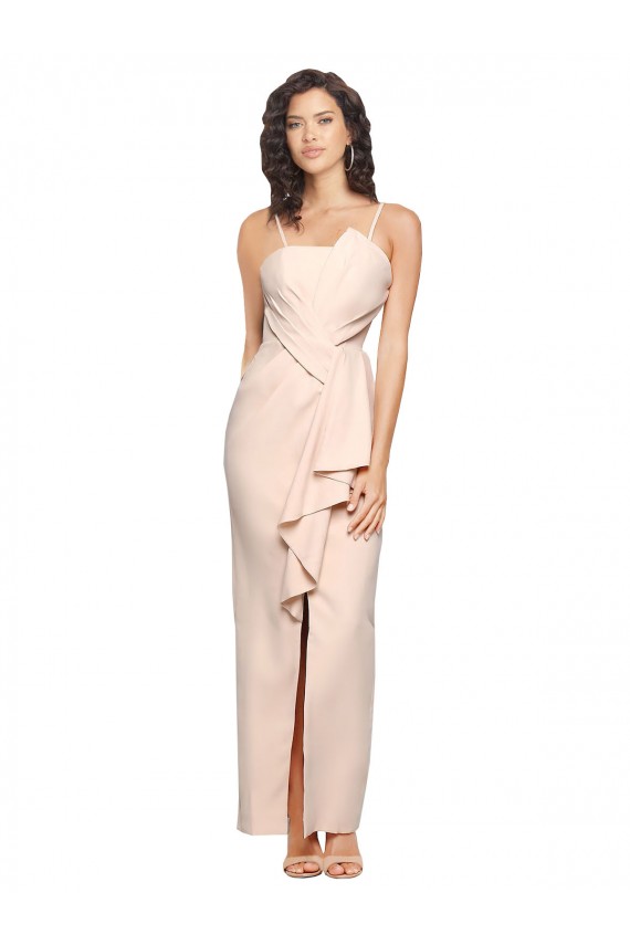 Low Back Nude Stretch Crepe Strapless Long Sleeveless Semi Formal Evening Dress / Prom Dress / Bridesmaid Dress Toowoomba