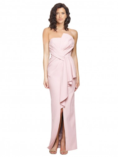 Low Back Pink Stretch Crepe Strapless Long Sleeveless Formal Dress / Bridesmaid Dress Toowoomba