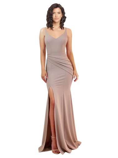 Low Back Stretch Crepe V-Neck Long Sleeveless Black Tie Evening Gown / Prom Dress / Bridesmaid Dress Toowoomba