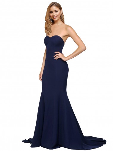 Low Back Stretch Crepe Sweetheart Sweep Train Sleeveless Formal Evening Gown / Prom Dress / Bridesmaid Dress Toowoomba