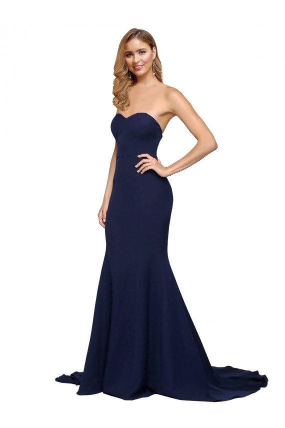 Low Back Stretch Crepe Sweetheart Sweep Train Sleeveless Formal Evening Gown / Prom Dress / Bridesmaid Dress Toowoomba