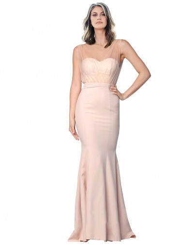 Low Back Stretch Crepe & Tulle Sweetheart Long Sleeveless Formal Evening Gown / Prom Dress / Bridesmaid Dress Toowoomba