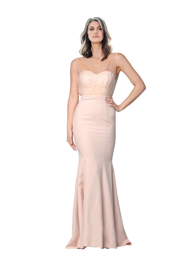 Low Back Stretch Crepe & Tulle Sweetheart Long Sleeveless Formal Evening Gown / Prom Dress / Bridesmaid Dress Toowoomba
