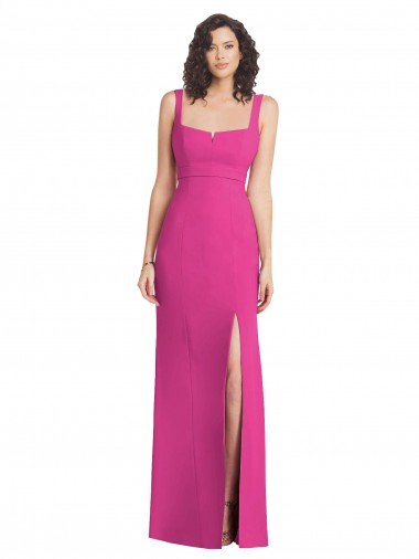 Low Back Stretch Crepe Square Neck Long Sleeveless Semi Formal Evening Dress / Prom Dress / Bridesmaid Dress Toowoomba