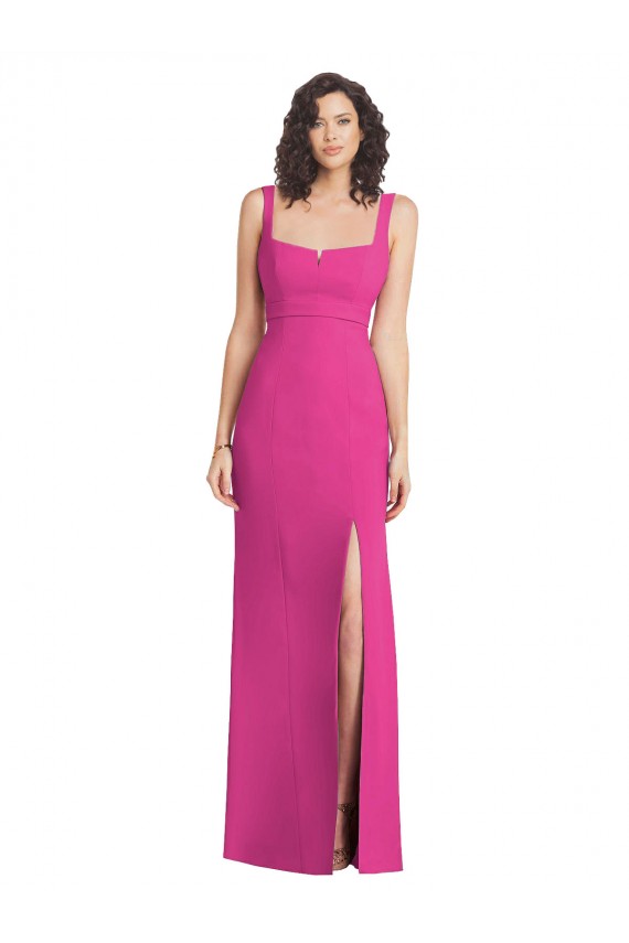 Low Back Stretch Crepe Square Neck Long Sleeveless Semi Formal Evening Dress / Prom Dress / Bridesmaid Dress Toowoomba