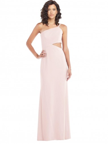 Pink Stretch Crepe One Shoulder Long Sleeveless Formal Evening Gown / Prom Dress / Bridesmaid Dress Toowoomba