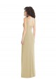 Low Back Champagne Stretch Crepe Square Neck Long Sleeveless Formal Evening Gown / Prom Dress / Bridesmaid Dress Toowoomba