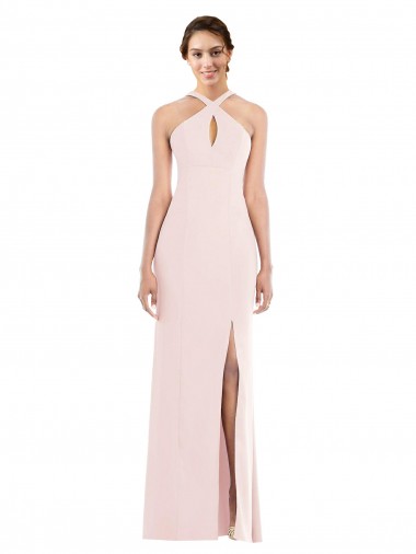 Low Back Stretch Crepe Halter Neck Long Sleeveless Formal Evening Gown / Prom Dress / Bridesmaid Dress Toowoomba