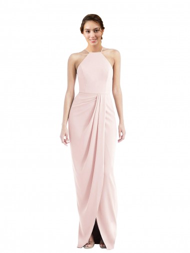 Stretch Crepe Halter Neck Long Sleeveless Semi Formal Evening Dress / Prom Dress / Bridesmaid Dress Toowoomba