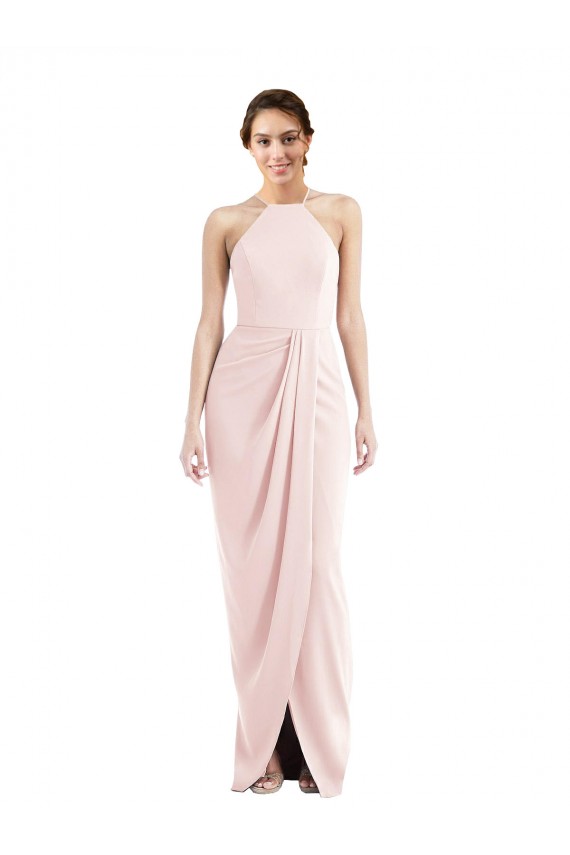 Stretch Crepe Halter Neck Long Sleeveless Semi Formal Evening Dress / Prom Dress / Bridesmaid Dress Toowoomba