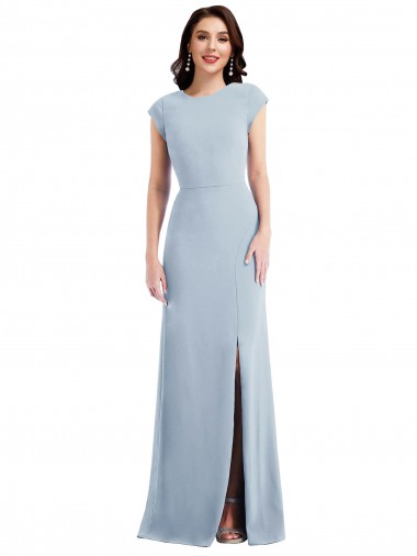 Open Back Stretch Crepe Long Cap Sleeves Formal Evening Gown / Prom Dress / Bridesmaid Dress Toowoomba