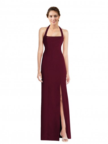 Open Back Stretch Crepe Halter Neck Long Sleeveless Semi Formal Evening Dress / Prom Dress / Bridesmaid Dress Toowoomba