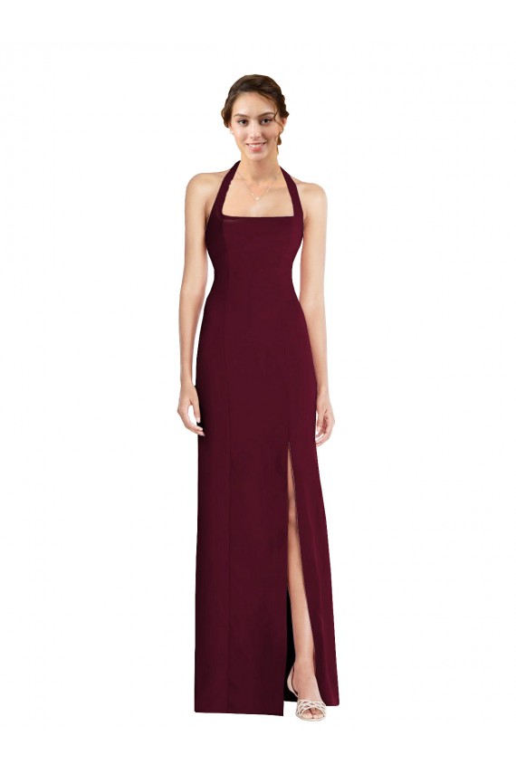 Open Back Stretch Crepe Halter Neck Long Sleeveless Semi Formal Evening Dress / Prom Dress / Bridesmaid Dress Toowoomba
