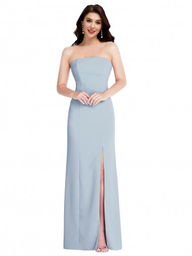 Low Back Light Sky Blue Stretch Crepe Strapless Long Sleeveless Formal Evening Gown / Prom Dress / Bridesmaid Dress Toowoomba