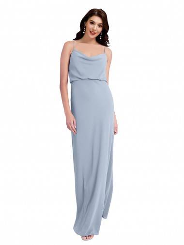V-Back Smoke Blue Stretch Crepe Spaghetti Straps Long Sleeveless Formal Evening Gown / Prom Dress / Bridesmaid Dress Toowoomba