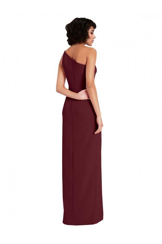 Burgundy Gold Stretch Crepe One Shoulder Long Sleeveless Formal Evening Gown / Prom Dress / Bridesmaid Dress Toowoomba