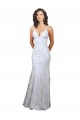 Open Back White Stretch Crepe & Sequin Tulle V-Neck Long Sleeveless Formal Evening Gown / Prom Dress / Bridesmaid Dress Toowoomba
