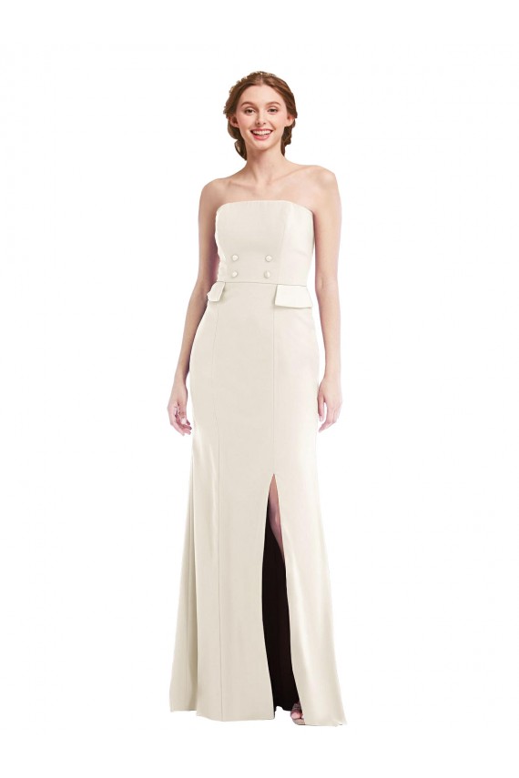 Ivory Stretch Crepe Strapless Long Sleeveless Semi Formal Evening Dress / Prom Dress / Bridesmaid Dress Toowoomba