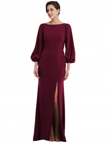 Open Back Stretch Crepe Bateau Neck Long Long Sleeves Formal Evening Gown / Prom Dress / Bridesmaid Dress Toowoomba