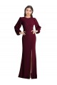 Open Back Stretch Crepe Bateau Neck Long Puff Sleeves Formal Dress / Bridesmaid Dress Toowoomba