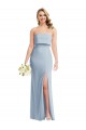 Low Back Light Sky Blue Stretch Crepe Strapless Long Sleeveless Semi Formal Evening Dress / Prom Dress / Bridesmaid Dress Toowoomba