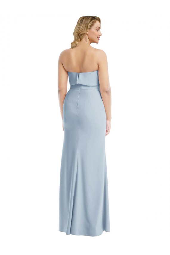 Low Back Light Sky Blue Stretch Crepe Strapless Long Sleeveless Semi Formal Evening Dress / Prom Dress / Bridesmaid Dress Toowoomba