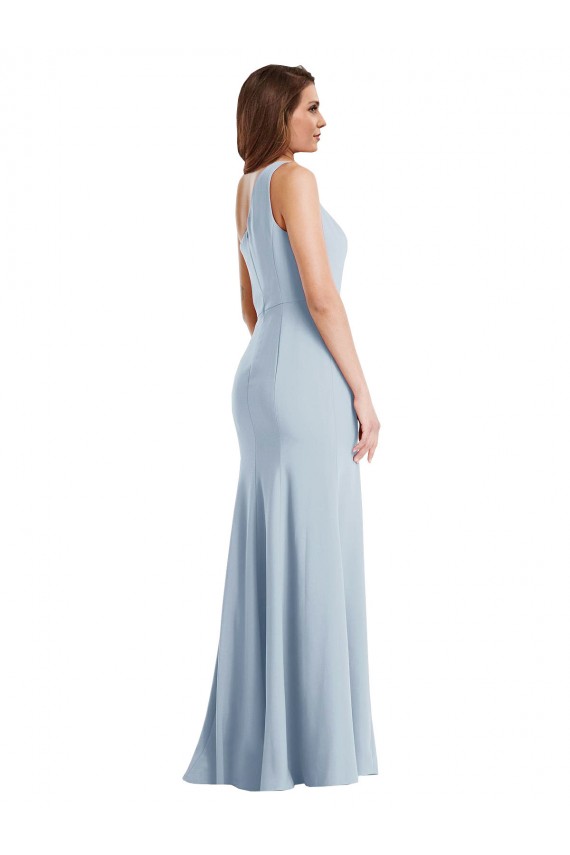 Light Sky Blue Stretch Crepe One Shoulder Long Sleeveless Formal Evening Gown / Prom Dress / Bridesmaid Dress Toowoomba