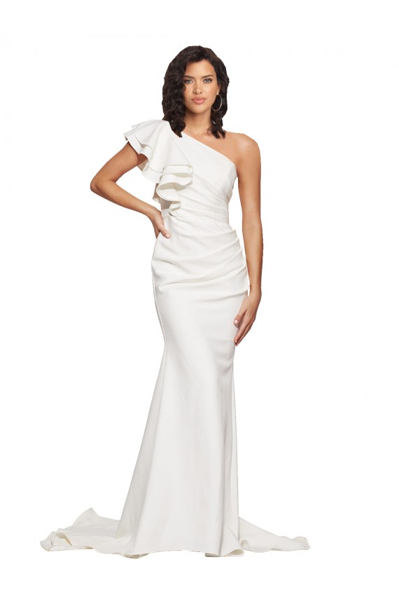 Sheath Ivory One Shoulder Sweep Train Sleeveless Semi Formal Evening Dress / Prom Dress / Bridesmaid Dress Toowoomba
