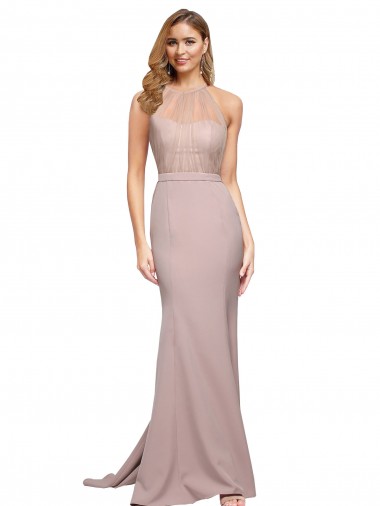 Dusty Pink Stretch Crepe Sweetheart Sweep Train Sleeveless Formal Evening Gown / Prom Dress / Bridesmaid Dress Toowoomba