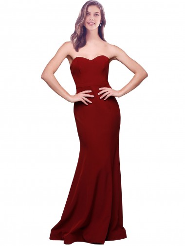 Low Back Burgundy Stretch Crepe Sweetheart Long Sleeveless Formal Evening Gown / Prom Dress / Bridesmaid Dress Toowoomba