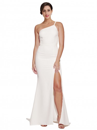 Sheath Stretch Crepe One Shoulder Sweep Train Sleeveless Semi Formal Evening Dress / Prom Dress / Bridesmaid Dress Toowoomba