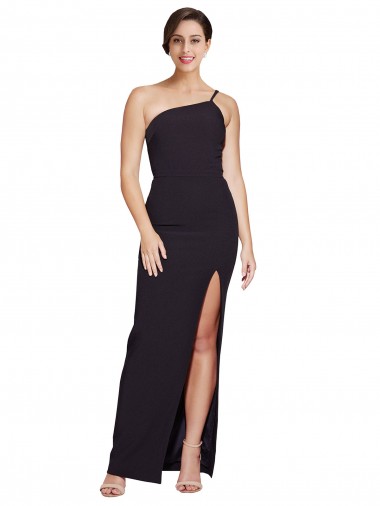 Black Stretch Crepe One Shoulder Long Sleeveless Formal Evening Gown / Prom Dress / Bridesmaid Dress Toowoomba
