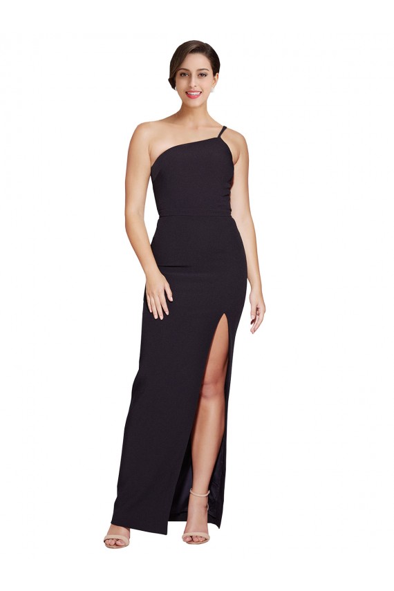 Black Stretch Crepe One Shoulder Long Sleeveless Formal Evening Gown / Prom Dress / Bridesmaid Dress Toowoomba
