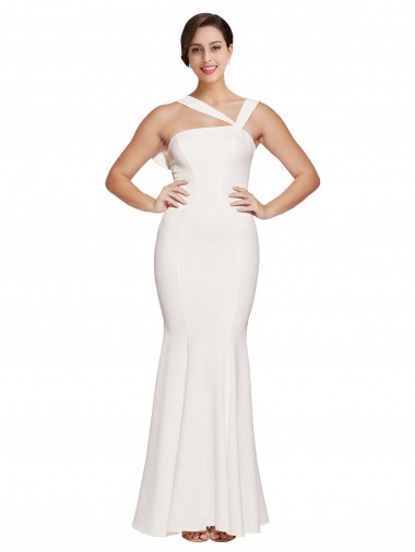 Low Back Ivory Stretch Crepe Square Neck Long Sleeveless Formal Evening Gown / Prom Dress / Bridesmaid Dress Toowoomba