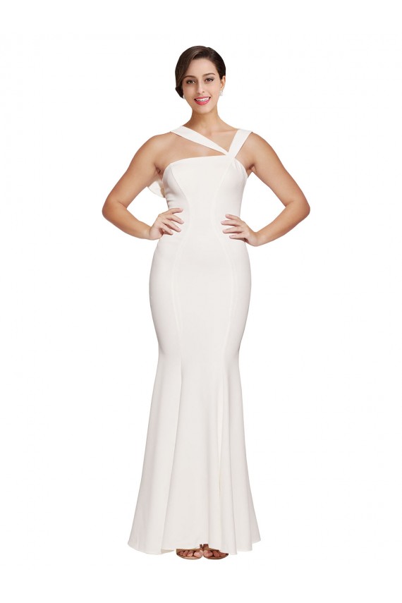 Low Back Ivory Stretch Crepe Square Neck Long Sleeveless Formal Evening Gown / Prom Dress / Bridesmaid Dress Toowoomba