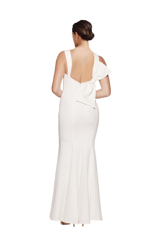 Low Back Ivory Stretch Crepe Square Neck Long Sleeveless Formal Evening Gown / Prom Dress / Bridesmaid Dress Toowoomba