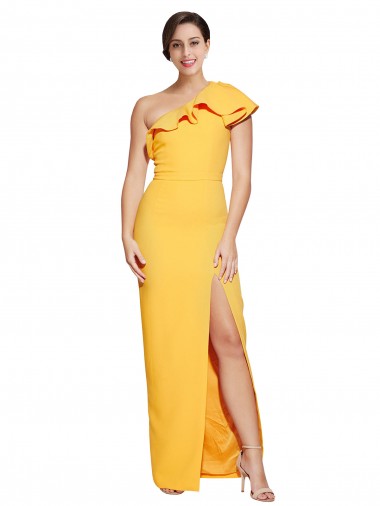 Saffron Stretch Crepe One Shoulder Long Sleeveless Formal Evening Gown / Prom Dress / Bridesmaid Dress Toowoomba