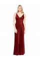 V-Back Burgundy Stretch Satin Spaghetti Straps Long Sleeveless Formal Evening Gown / Prom Dress / Bridesmaid Dress Toowoomba