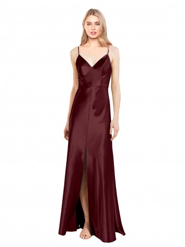 Stretch Satin Spaghetti Straps Long Sleeveless Bridesmaid Dress / Evening Dress Toowoomba