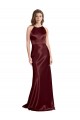 Burgundy Gold Stretch Satin Spaghetti Straps Long Sleeveless Formal Evening Gown / Prom Dress / Bridesmaid Dress Toowoomba