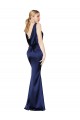 Low Back Dark Navy Stretch Satin Halter Neck Long Sleeveless Formal Evening Gown / Prom Dress / Bridesmaid Dress Toowoomba