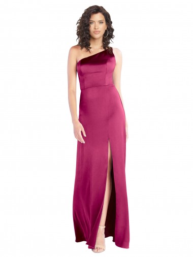 Open Back Fuchsia Stretch Satin One Shoulder Long Sleeveless Formal Evening Gown / Prom Dress / Bridesmaid Dress Toowoomba