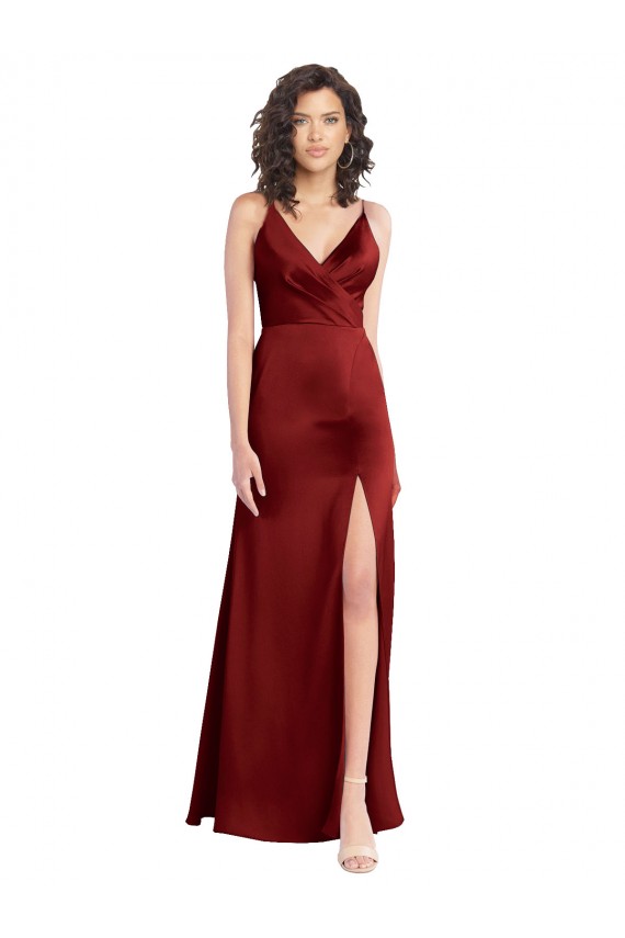 V-Back Stretch Satin V-Neck Long Sleeveless Formal Dress / Bridesmaid Dress Toowoomba