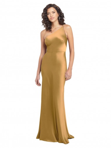 Stretch Satin One Shoulder Long Sleeveless Formal Evening Gown / Prom Dress / Bridesmaid Dress Toowoomba
