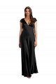 Keyhole Back Stretch Satin V-Neck Long Cap Sleeves Formal Evening Gown / Prom Dress / Bridesmaid Dress Toowoomba