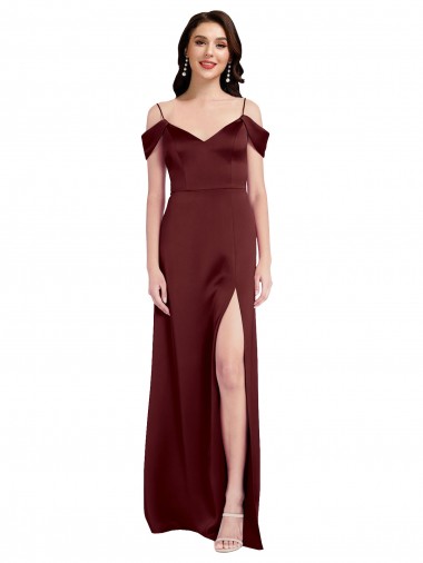 Stretch Satin Off the Shoulder Long Sleeveless Formal Dress / Bridesmaid Dress Toowoomba