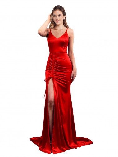 Low Back Stretch Satin Sweetheart Long Sleeveless Evening Dress / Bridesmaid Dress Toowoomba